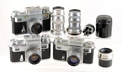 Lot 398 - Contax IIIa & Kiev Rangefinder Equipment.