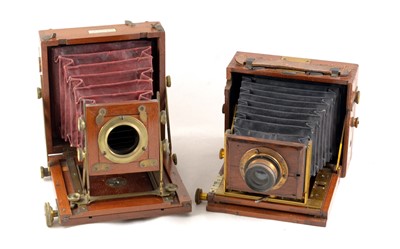 Lot 149 - Two Quarter Plate Wood & Brass Cameras.
