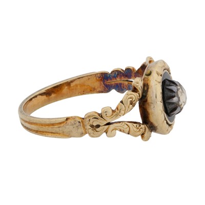 Lot 8 - A 19th century enamel and diamond mourning ring