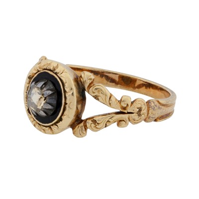 Lot 8 - A 19th century enamel and diamond mourning ring