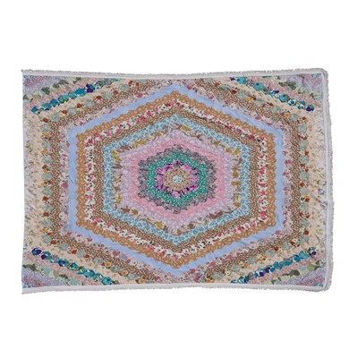 Lot 387 - An English patchwork English quilt, likely mid 20th century