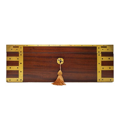 Lot 185 - An early 19th century mahogany brass-bound campaign writing slope