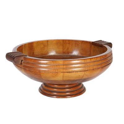 Lot 179 - An Art Deco treen fruitwood fruit bowl, with twin handles