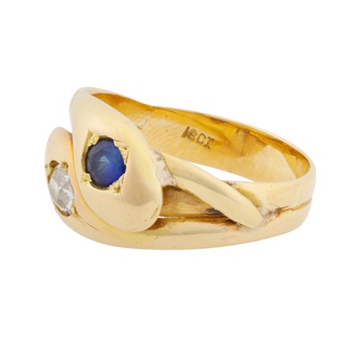 Lot 21 - A Victorian sapphire and diamond snake ring