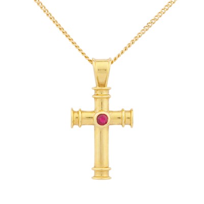 Lot 155 - Theo Fennell | A ruby cross pendant necklace, circa 2003