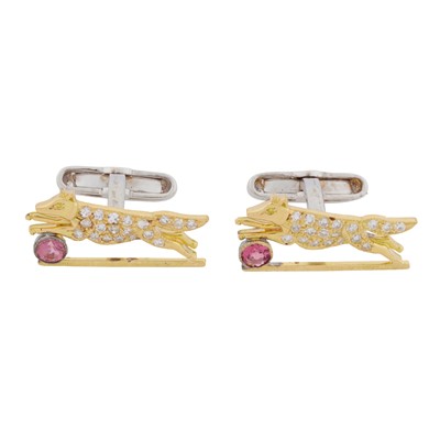 Lot 187 - A pair of gem-set cufflinks