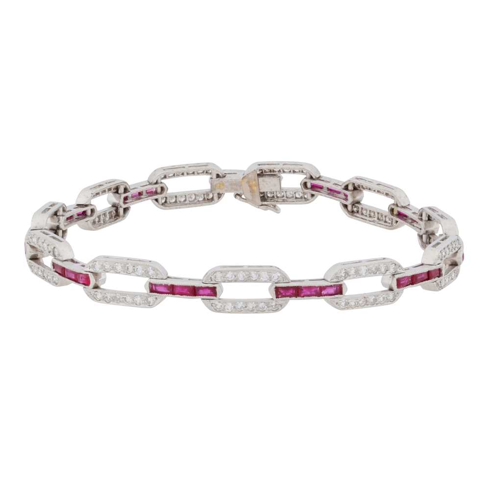 Lot 85 - A diamond and ruby bracelet