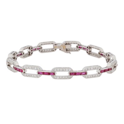 Lot 85 - A diamond and ruby bracelet
