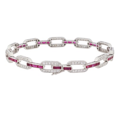 Lot 85 - A diamond and ruby bracelet