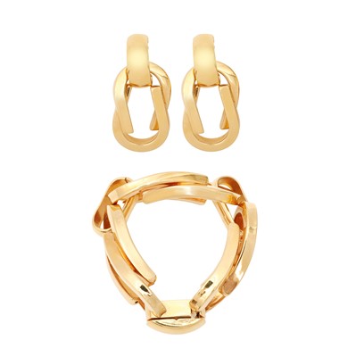Lot 159 - Gucci Chunky Sculptural Bracelet and Clip On Earrings