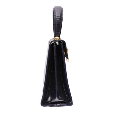 Lot 80 - λ Ferragamo Sapphire Lizard Iconic Top Handle Bag