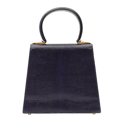 Lot 80 - λ Ferragamo Sapphire Lizard Iconic Top Handle Bag