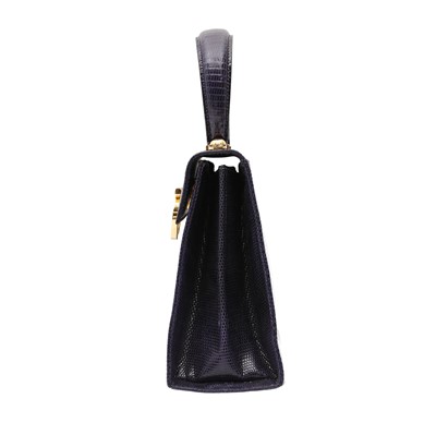 Lot 80 - λ Ferragamo Sapphire Lizard Iconic Top Handle Bag