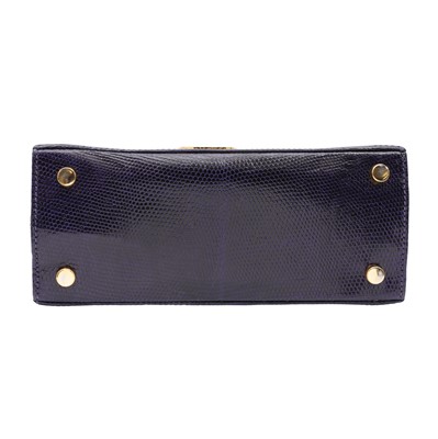 Lot 80 - λ Ferragamo Sapphire Lizard Iconic Top Handle Bag