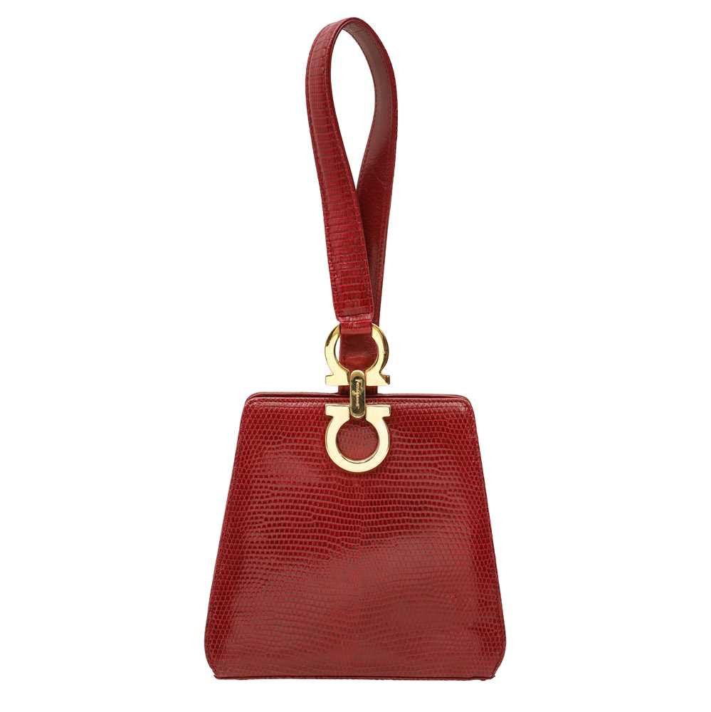 Lot 27 - λ Ferragamo Burgundy Lizard Mini Top Handle Bag