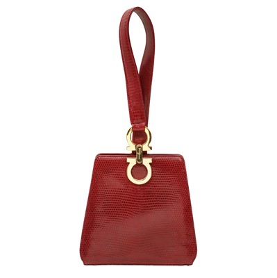 Lot 27 - λ Ferragamo Burgundy Lizard Mini Top Handle Bag