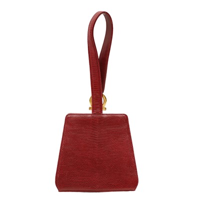 Lot 27 - λ Ferragamo Burgundy Lizard Mini Top Handle Bag