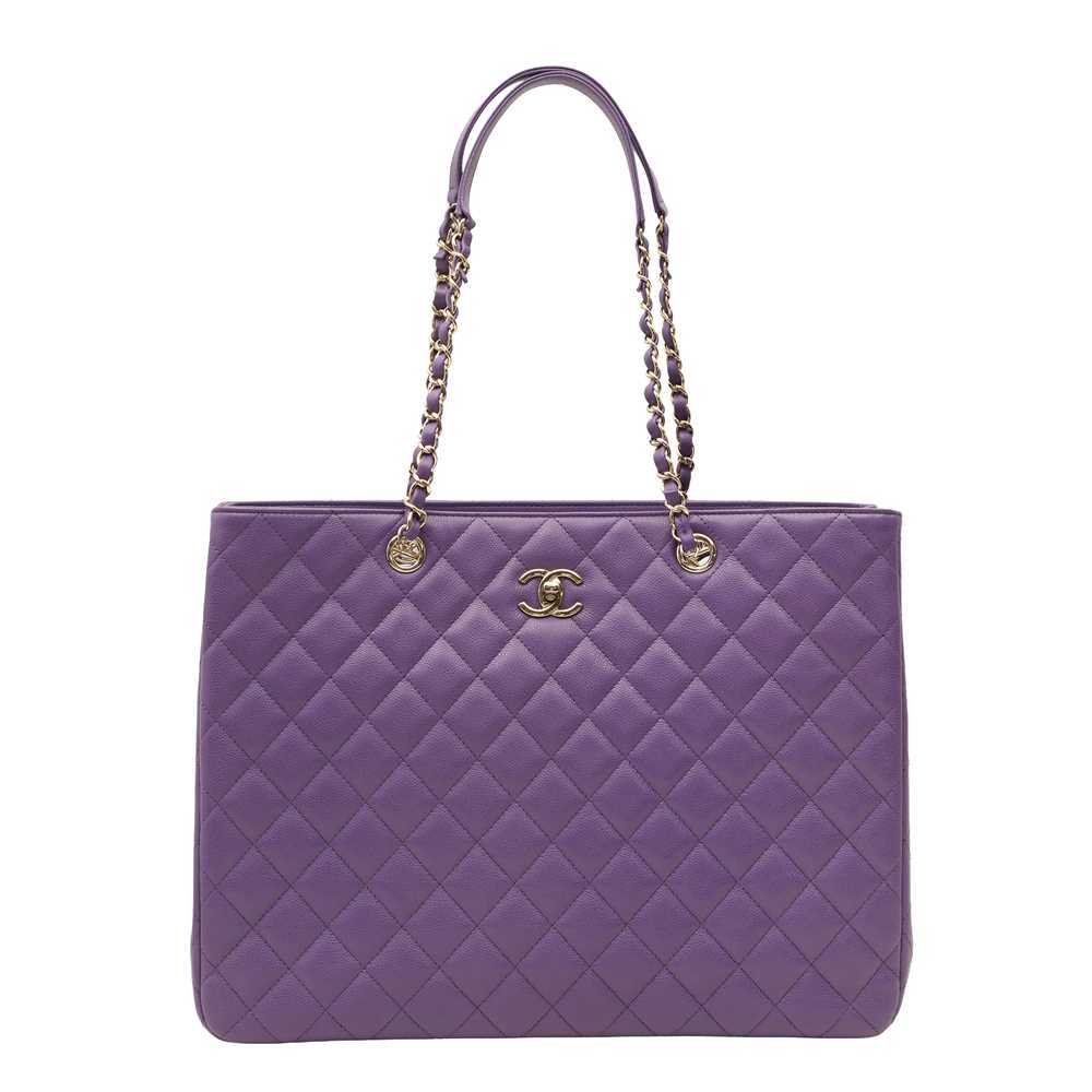 Lot 36 - Chanel Purple Timeless Classic Shopping Tote
