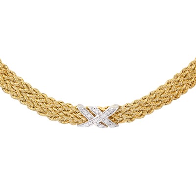 Lot 306 - A diamond double row rope twist necklace