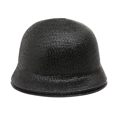 Lot 206 - Chanel Black Straw Cloche Hat - Size 56