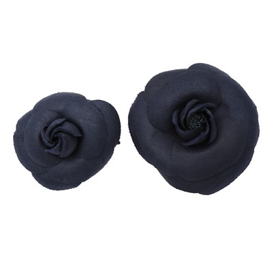 Lot 82 - Chanel Navy Camellia Brooches