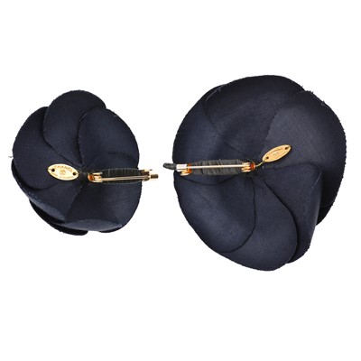Lot 82 - Chanel Navy Camellia Brooches