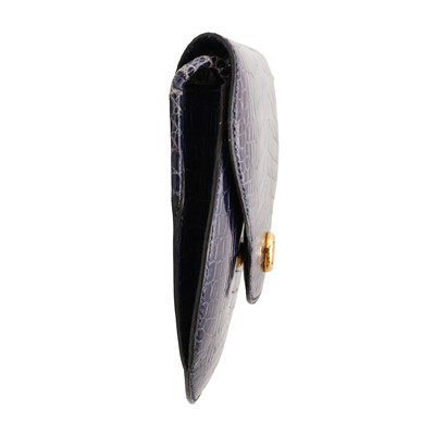 Lot 34 - λ Hermes Bleu Saphir Shiny Crocodile Pola Polosus Shoulder Bag