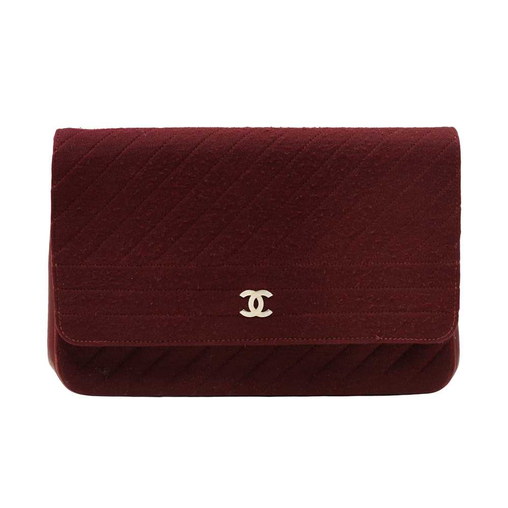 Lot 31 - Chanel Burgundy Jersey Chevron Flap Bag