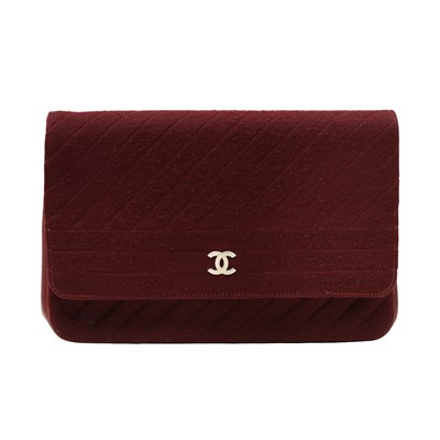 Lot 31 - Chanel Burgundy Jersey Chevron Flap Bag