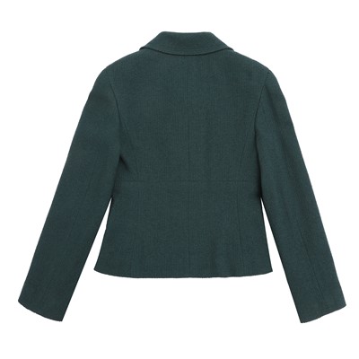 Lot 6 - Chanel Dark Green Wool Boucle CC Skirt Suit - Size 36