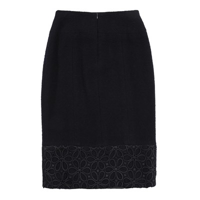Lot 90 - Chanel Navy Wool Boucle CC Skirt Suit - Size 38