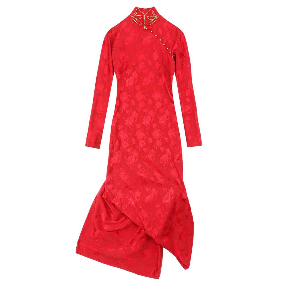 Lot 25 - Christian Dior Red Embellished Cheongsam Archival Gown - Size 40