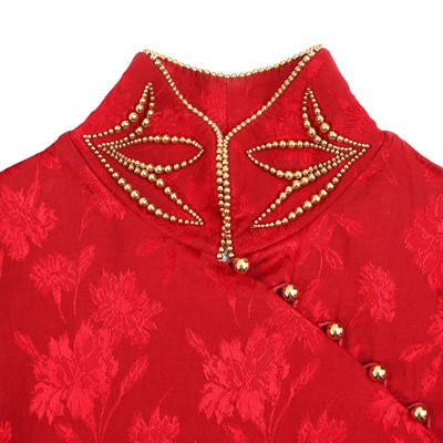 Lot 25 - Christian Dior Red Embellished Cheongsam Archival Gown - Size 40