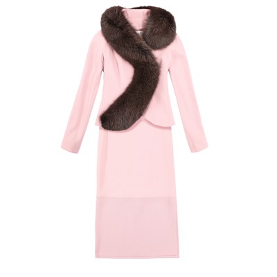 Lot 46 - Christian Dior Violet Wool Crepe Maxi Skirt Suit - Size 36 & 38