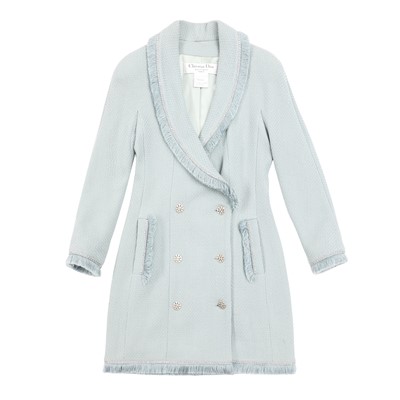 Lot 62 - Christian Dior Duck Egg Blue Tweed Skirt Suit - Size 36
