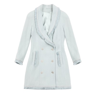 Lot 62 - Christian Dior Duck Egg Blue Tweed Skirt Suit - Size 36