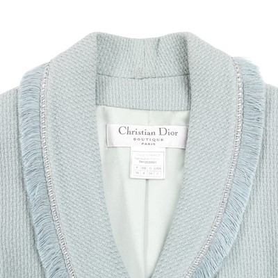 Lot 62 - Christian Dior Duck Egg Blue Tweed Skirt Suit - Size 36