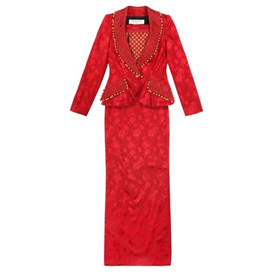 Lot 21 - Christian Dior Red Embellished Cheongsam Archival Collection - Size 38 & 36