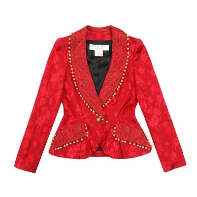 Lot 21 - Christian Dior Red Embellished Cheongsam Archival Collection - Size 38 & 36