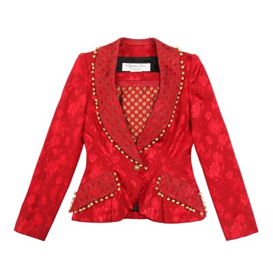 Lot 21 - Christian Dior Red Embellished Cheongsam Archival Collection - Size 38 & 36
