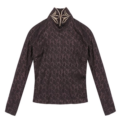 Lot 35 - Christian Dior Aubergine Embellished Cheongsam Top - Size 16