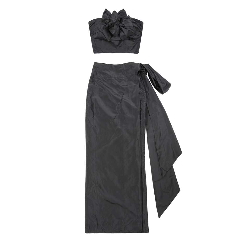 Lot 84 - Christian Dior Navy Taffeta Maxi Skirt and Bodice Archival Set - Size 38
