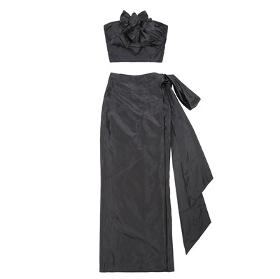 Lot 84 - Christian Dior Navy Taffeta Maxi Skirt and Bodice Archival Set - Size 38