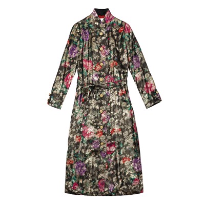 Lot 143 - Valentino Black Silk Floral Brocade Dress Coat - Size US 12