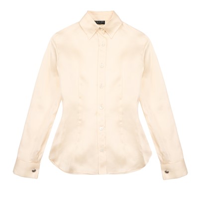 Lot 124 - Gucci Ivory Silk Cufflink Shirt - Size 40