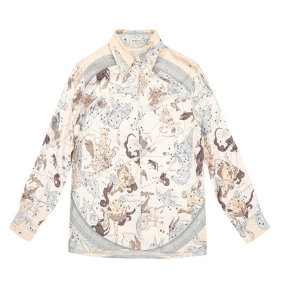 Lot 47 - Hermès 'Hemisphaerium Coeli Boreale' Silk Scarf Print Shirt - Size 38