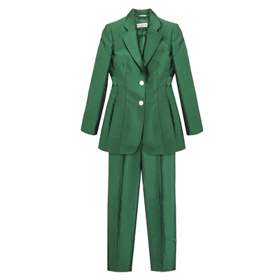 Lot 3 - Dolce & Gabbana Emerald Green Silk Trouser Suit - Size 40