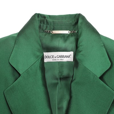Lot 3 - Dolce & Gabbana Emerald Green Silk Trouser Suit - Size 40
