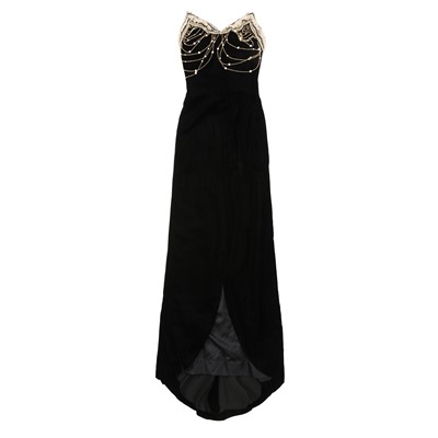 Lot 141 - Murray Airbed London Black Velvet Embellished Strapless Gown