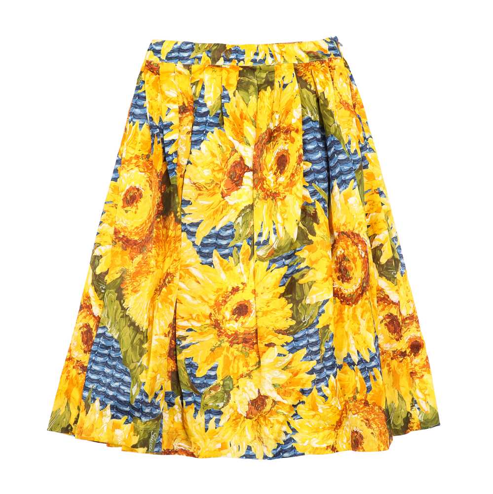 Lot 8 - Gucci Yellow Silk Sunflower Roman Holiday Skirt - Size 42